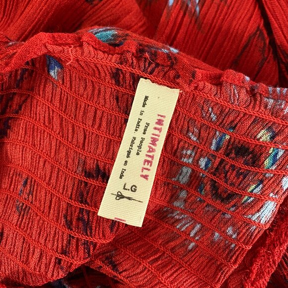 Free People Garden Party Midi Smocked Dress Size Large Red Floral - Picture 5 of 6